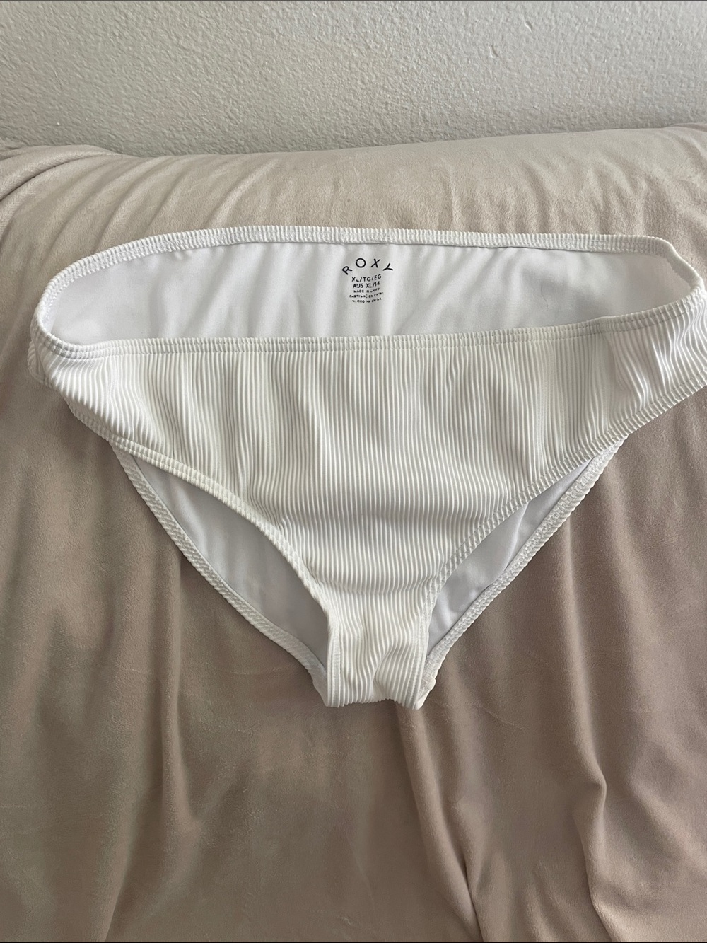 Roxy White Ribbed Bikini Bottoms